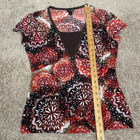 Y2K Top Womens Size Small Brown Orange Floral Babydoll Fairy Grunge Boho - Picture 12 of 12